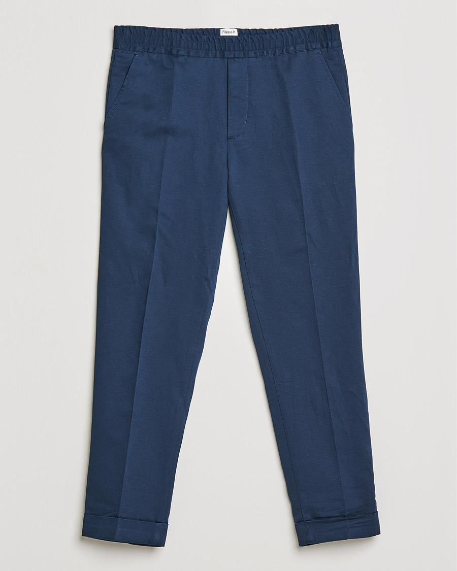 Heren | Broeken | Filippa K | Terry Linen Trousers Navy