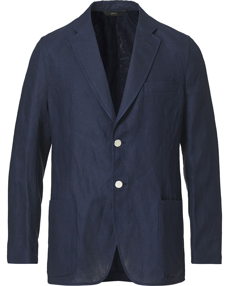 Heren | Blazers | Brioni | Deconstructed Linen Patch Pocket Blazer Navy