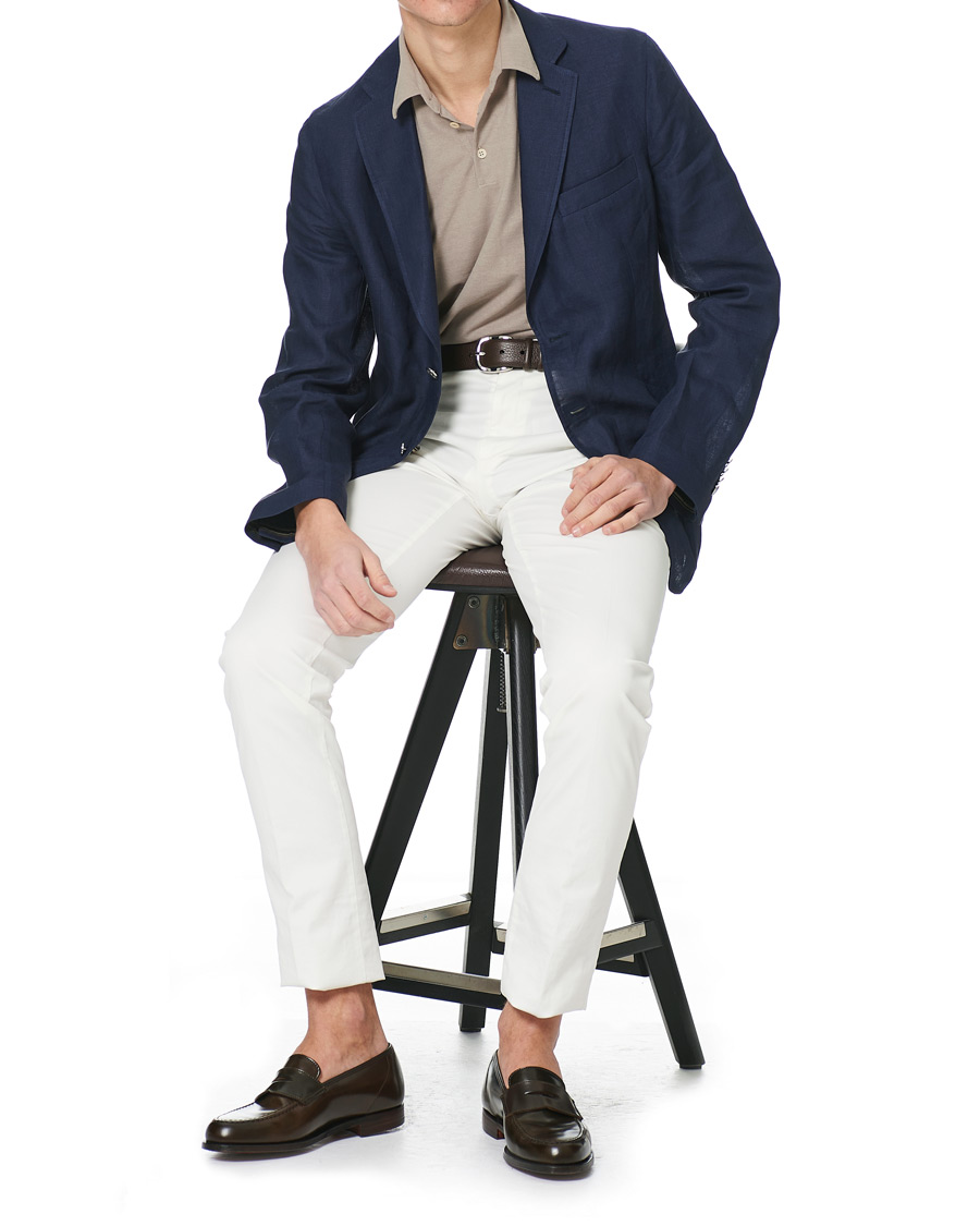Heren | Blazers | Brioni | Deconstructed Linen Patch Pocket Blazer Navy