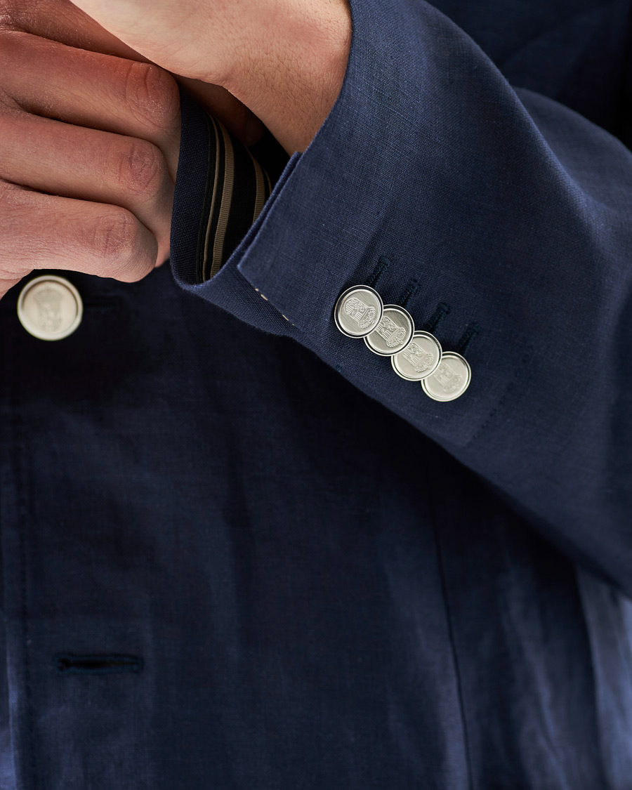 Heren | Blazers | Brioni | Deconstructed Linen Patch Pocket Blazer Navy