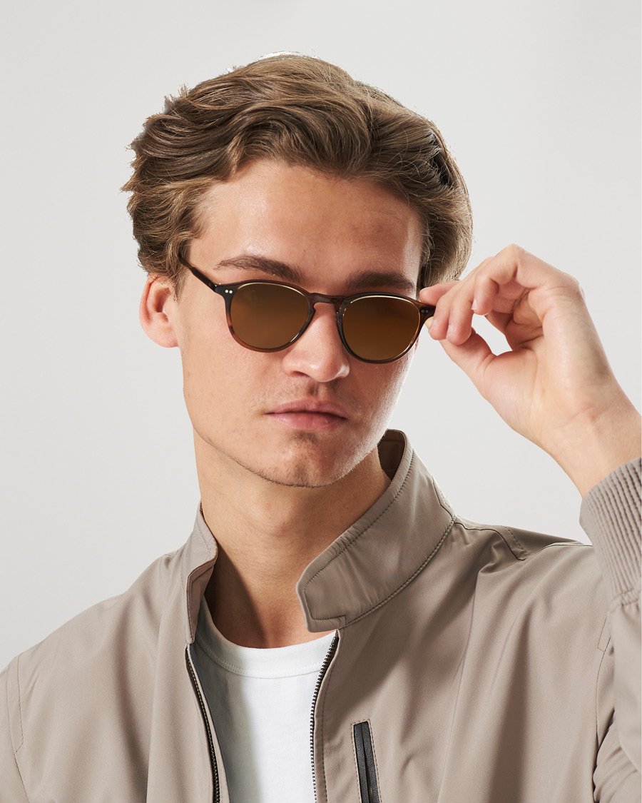 Heren |  | Garrett Leight | Hampton 46 Sunglasses Khaki Tortoise/Pure Coffee