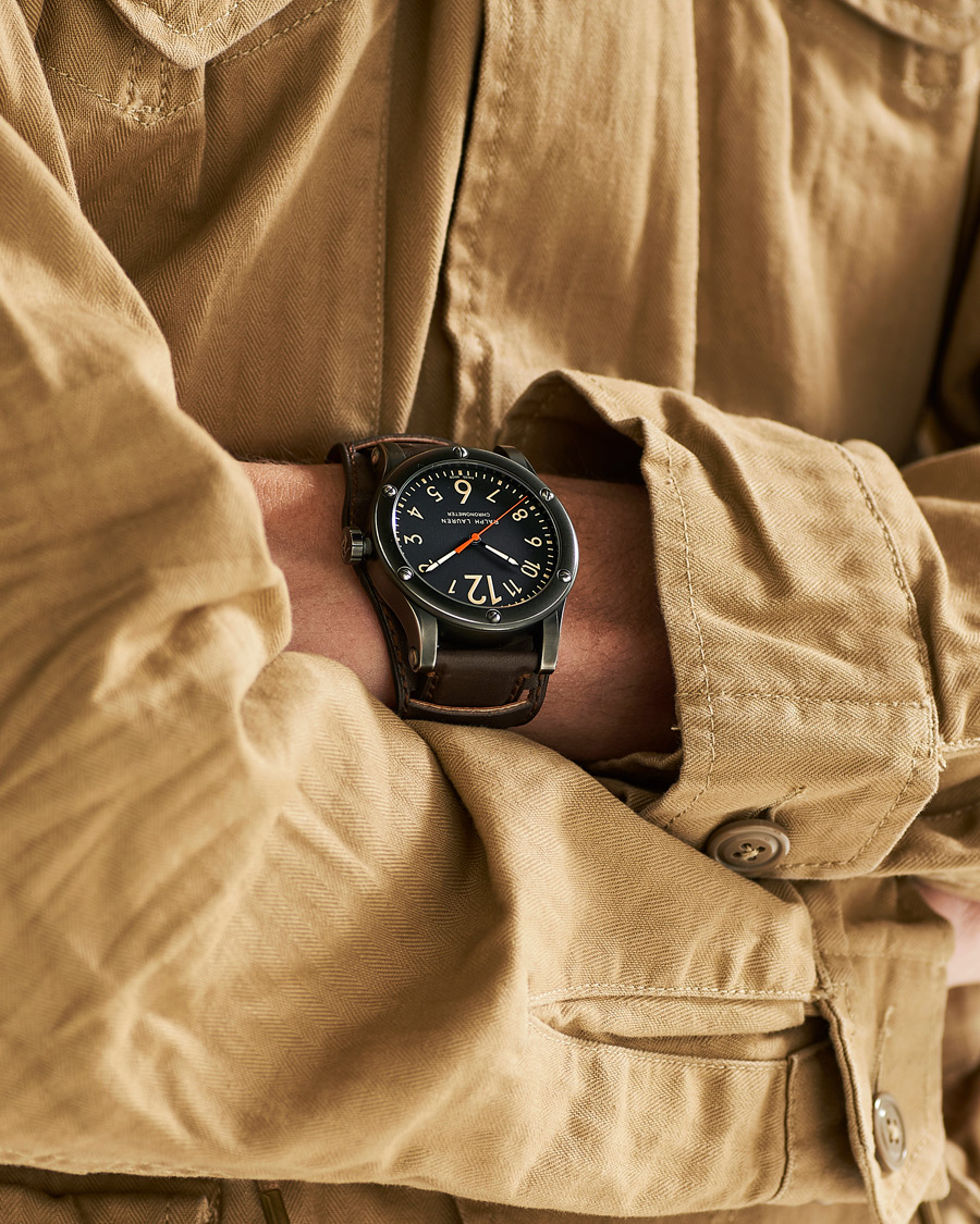 Heren | Fine watches | Polo Ralph Lauren | 45mm Safari Chronometer Black Steel/Calf Strap