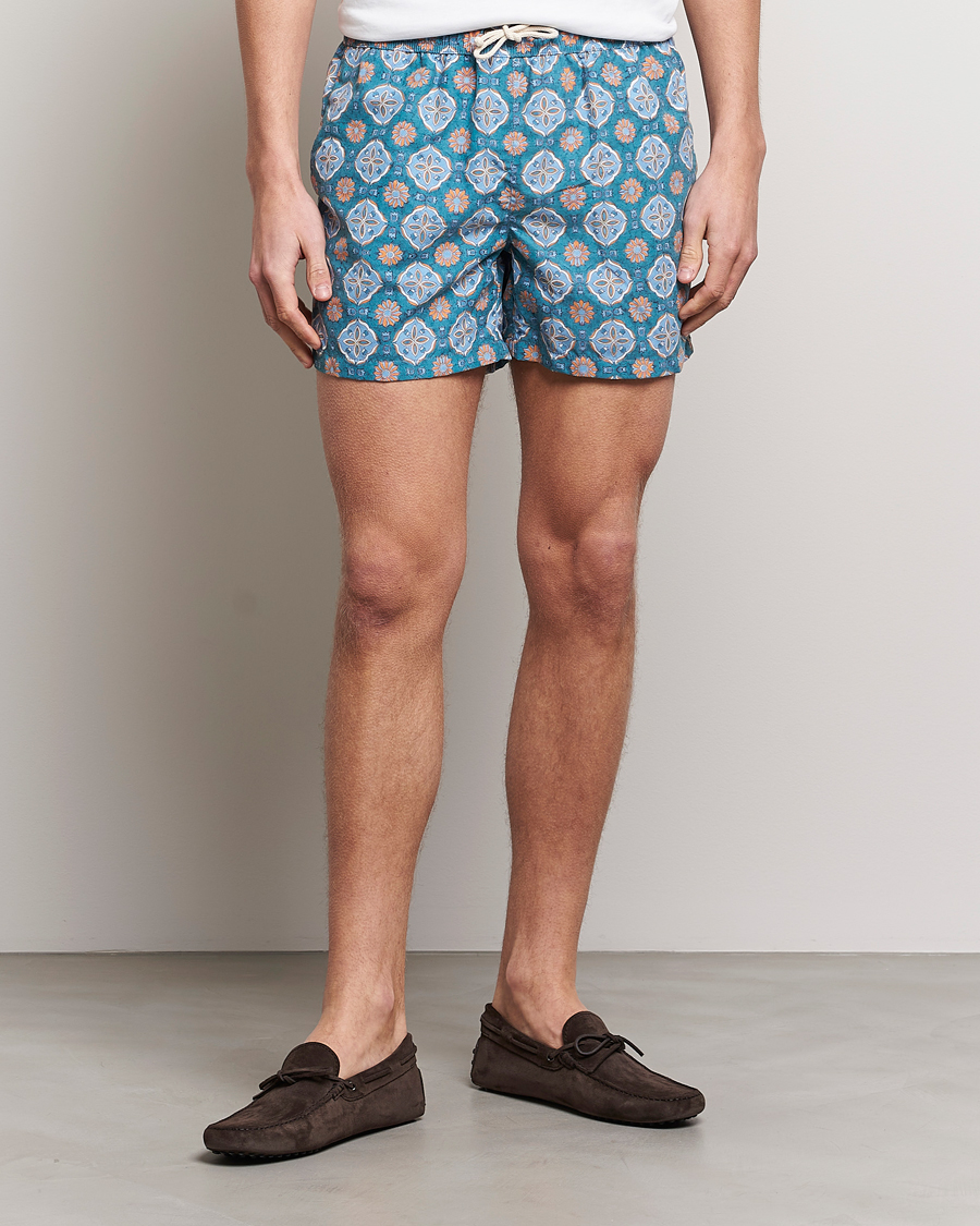 Heren | Zwembroek | Ripa Ripa | Maestrale Printed Swimshorts Green/Blue