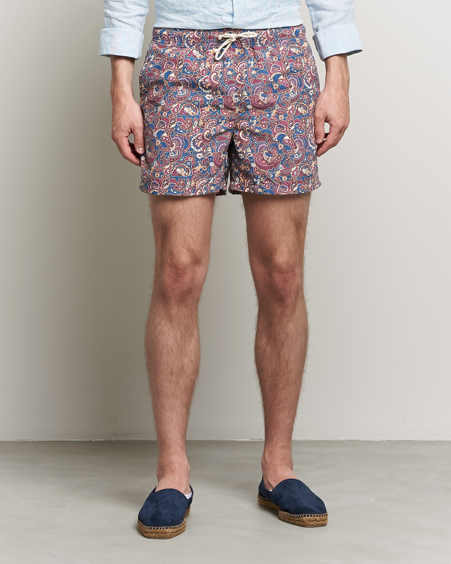 Heren | Afdelingen | Ripa Ripa | Mediterraneo Printed Swimshorts Petrol/Bordeaux