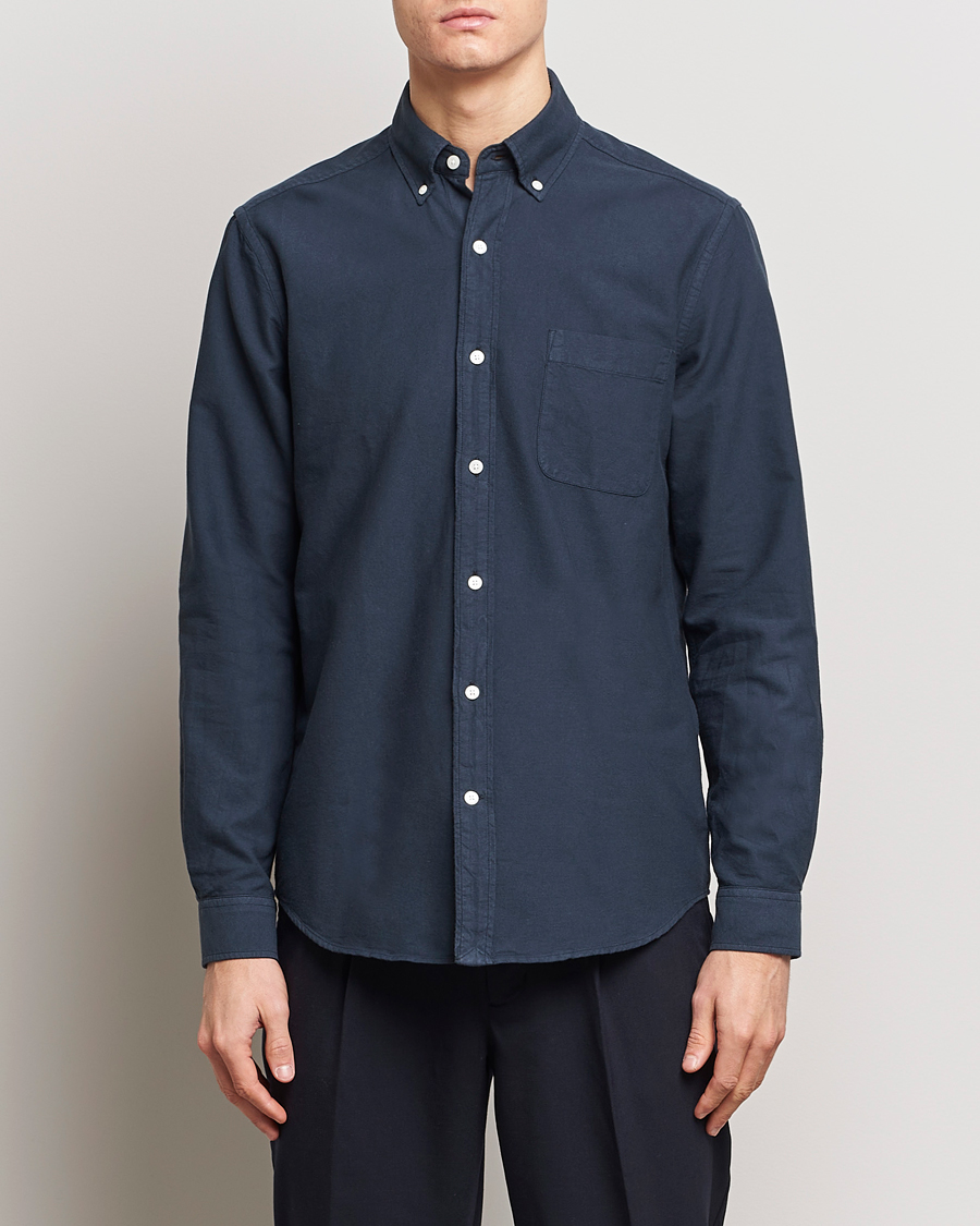 Heren | Oxford overhemden | A Day's March | Moorgate Dyed Oxford Shirt Navy