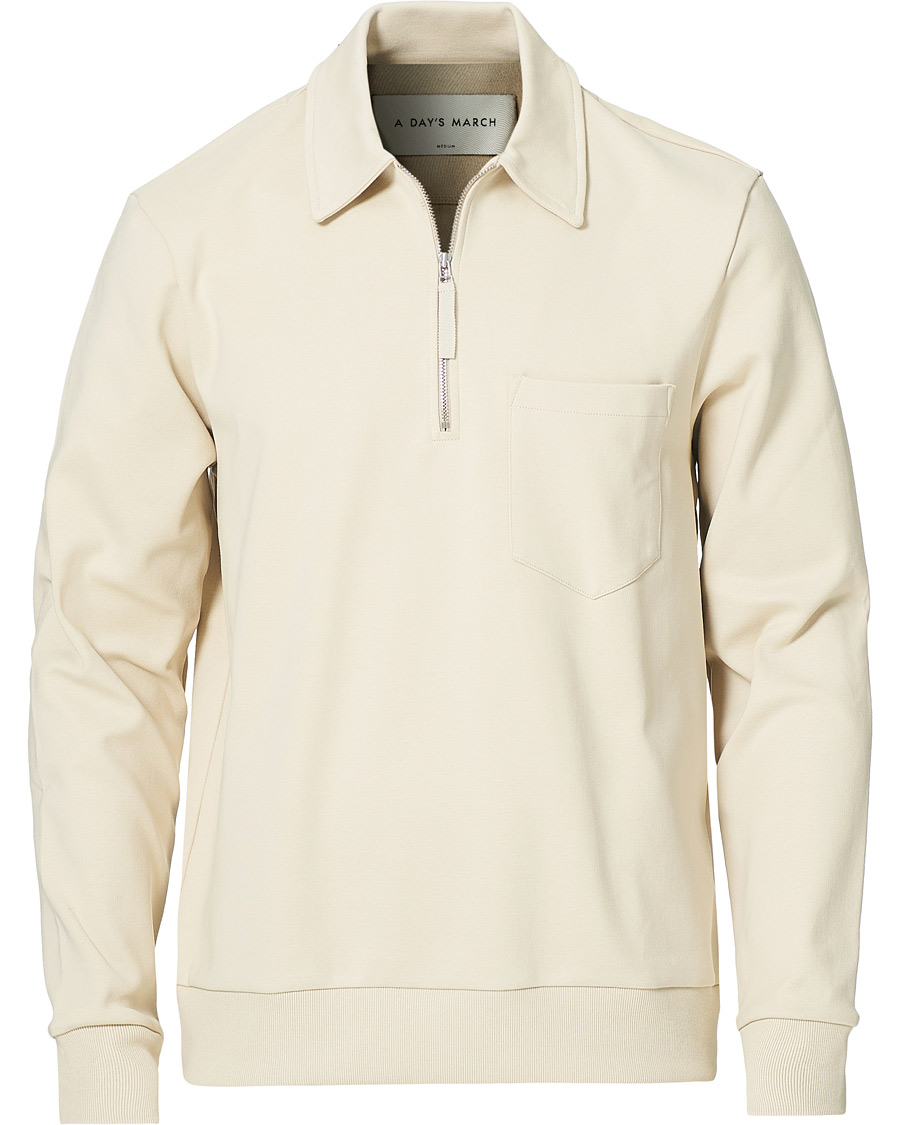 Heren | Truien | A Day's March | Cabot Half-Zip Polo Sweater Sand