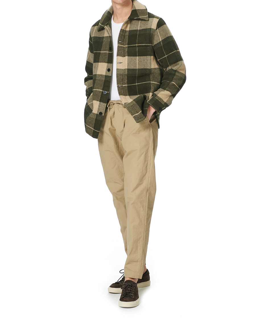 Heren | Jassen | A Day's March | Epernay Checked Wool Overshirt Moss Checked