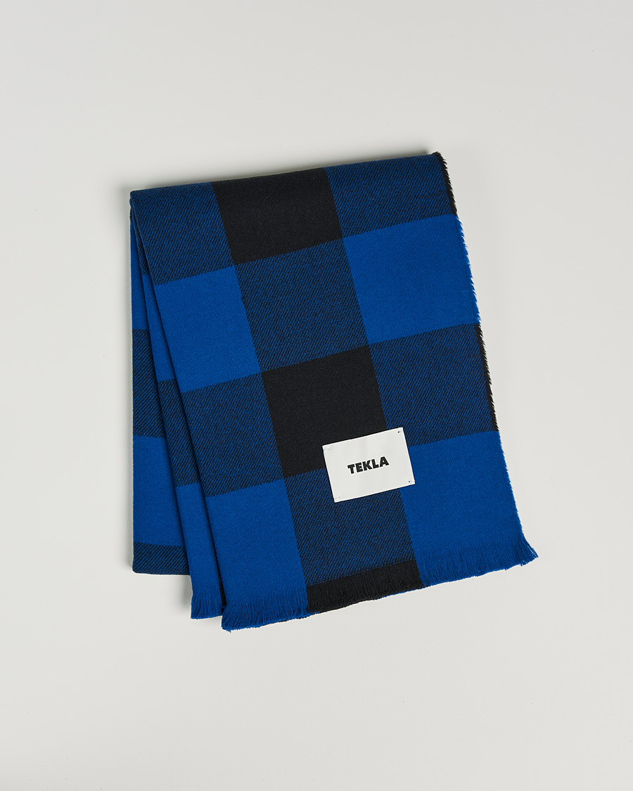 Heren | Tekla Merino Wool Blanket Blue Gingham | Tekla | Merino Wool Blanket Blue Gingham
