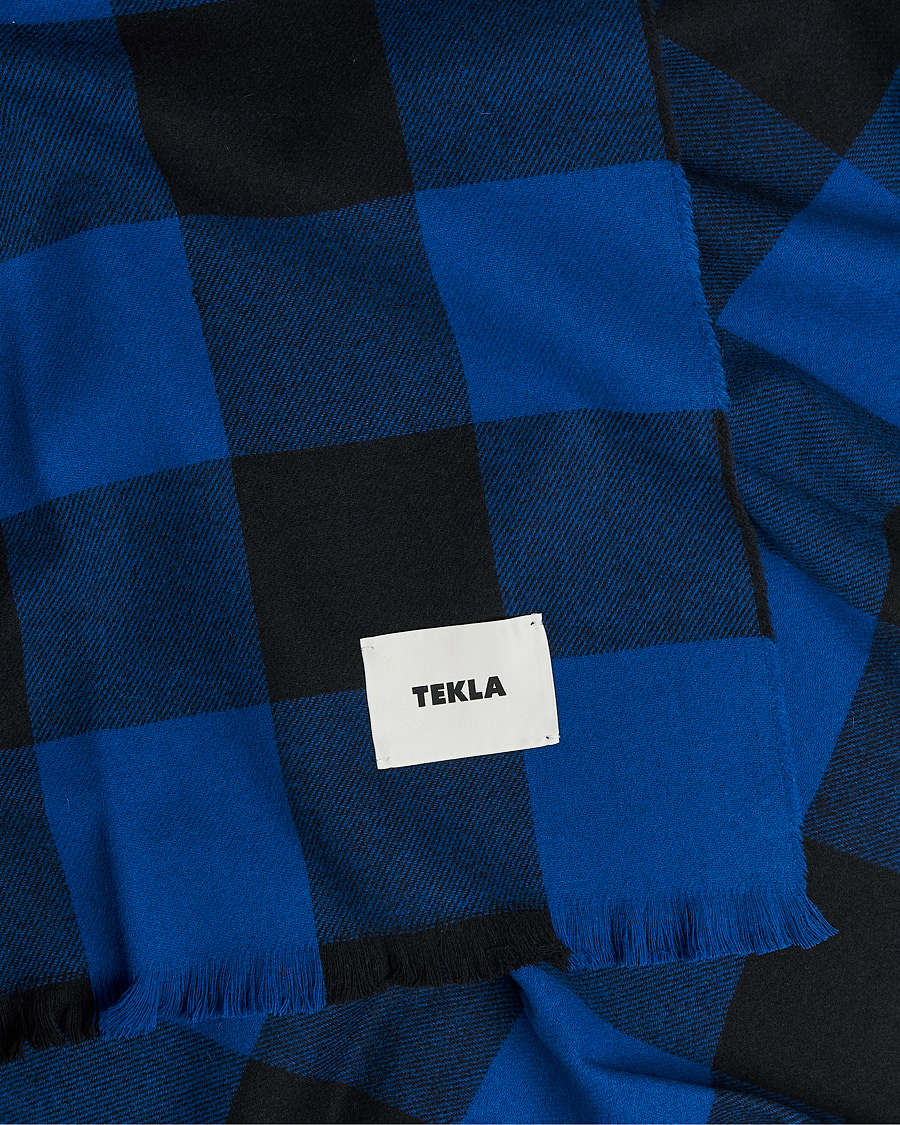 Heren | Tekla Merino Wool Blanket Blue Gingham | Tekla | Merino Wool Blanket Blue Gingham