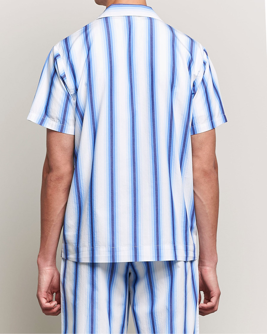 Heren | Pyjama's en gewaden | Tekla | Poplin Pyjama Short Sleeve Shirt Blue Marquee