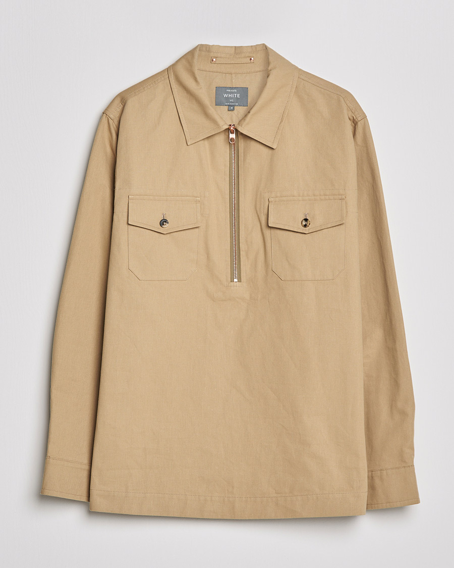 Heren | Overhemden | Private White V.C. | Half Zip Pullover Sand