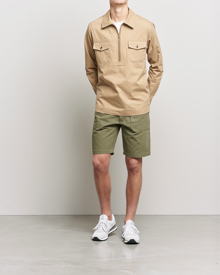 Heren | Overhemden | Private White V.C. | Half Zip Pullover Sand