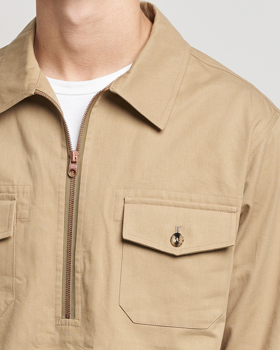 Heren | Overhemden | Private White V.C. | Half Zip Pullover Sand