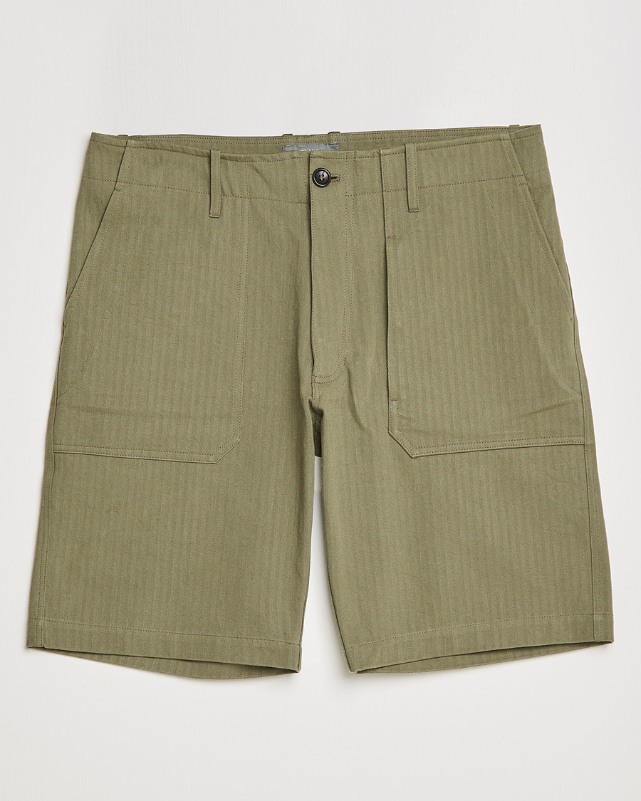 Heren | Korte broek | Private White V.C. | Maker´s Cotton Herringbone Shorts Khaki