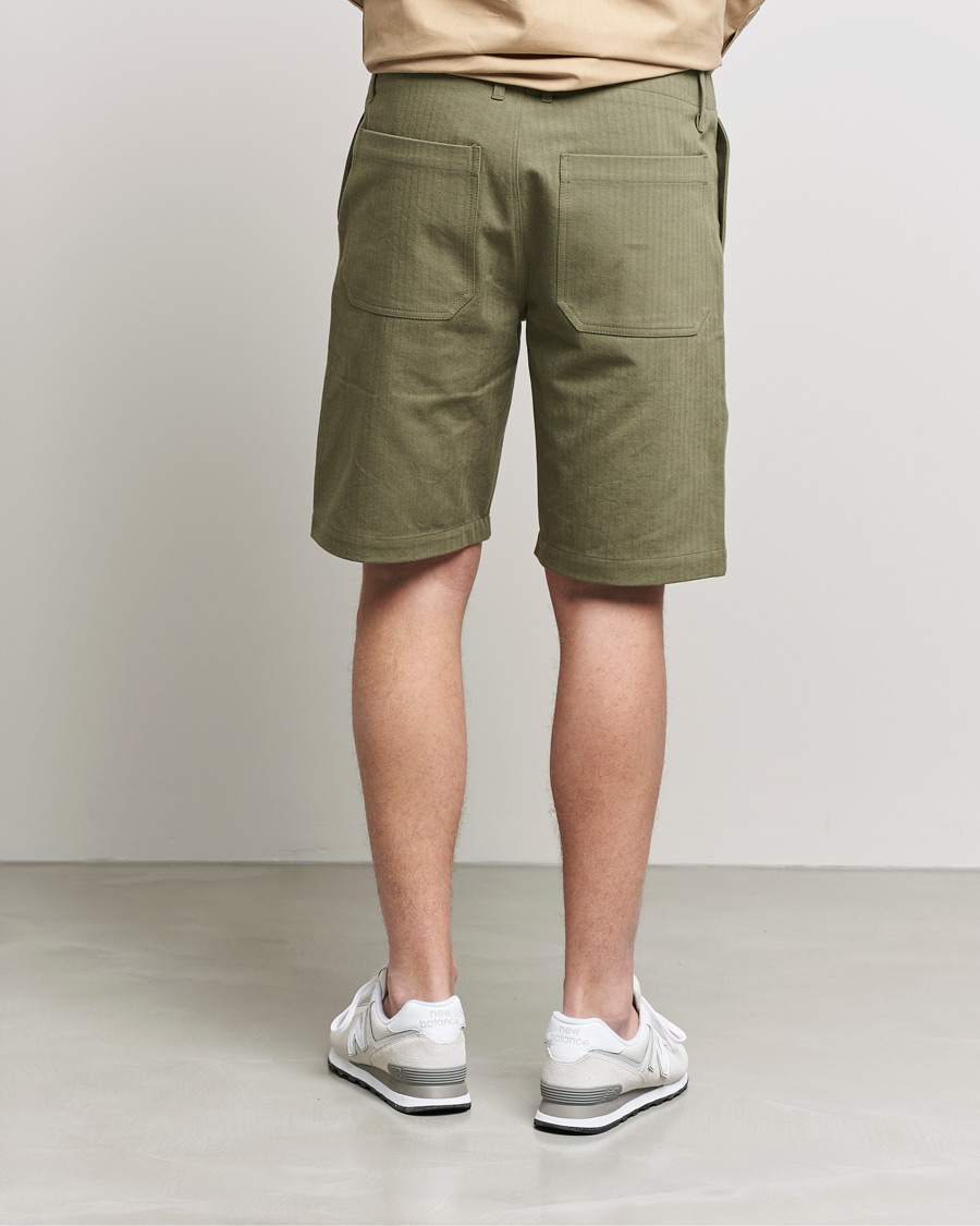 Heren | Korte broek | Private White V.C. | Maker´s Cotton Herringbone Shorts Khaki