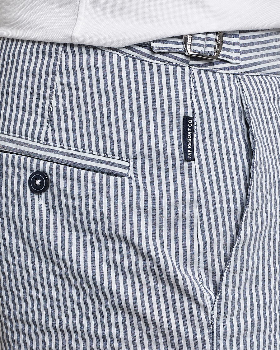 Heren | Zwembroek | The Resort Co | Tailored Swim Shorts Navy Stripe Seersucker