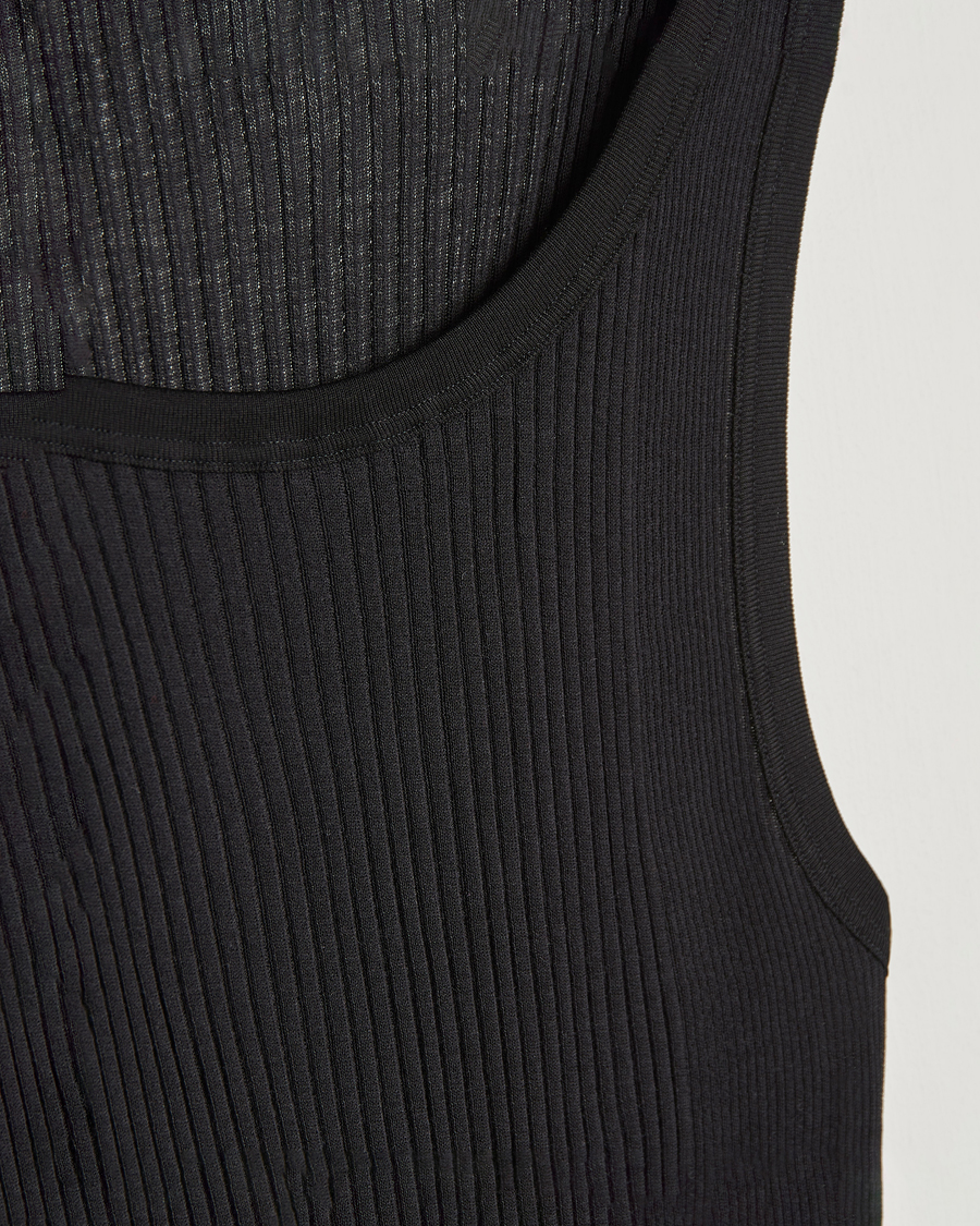 Heren | T-shirts | Zimmerli of Switzerland | Ribbed Mercerized Cotton Tank Top Black