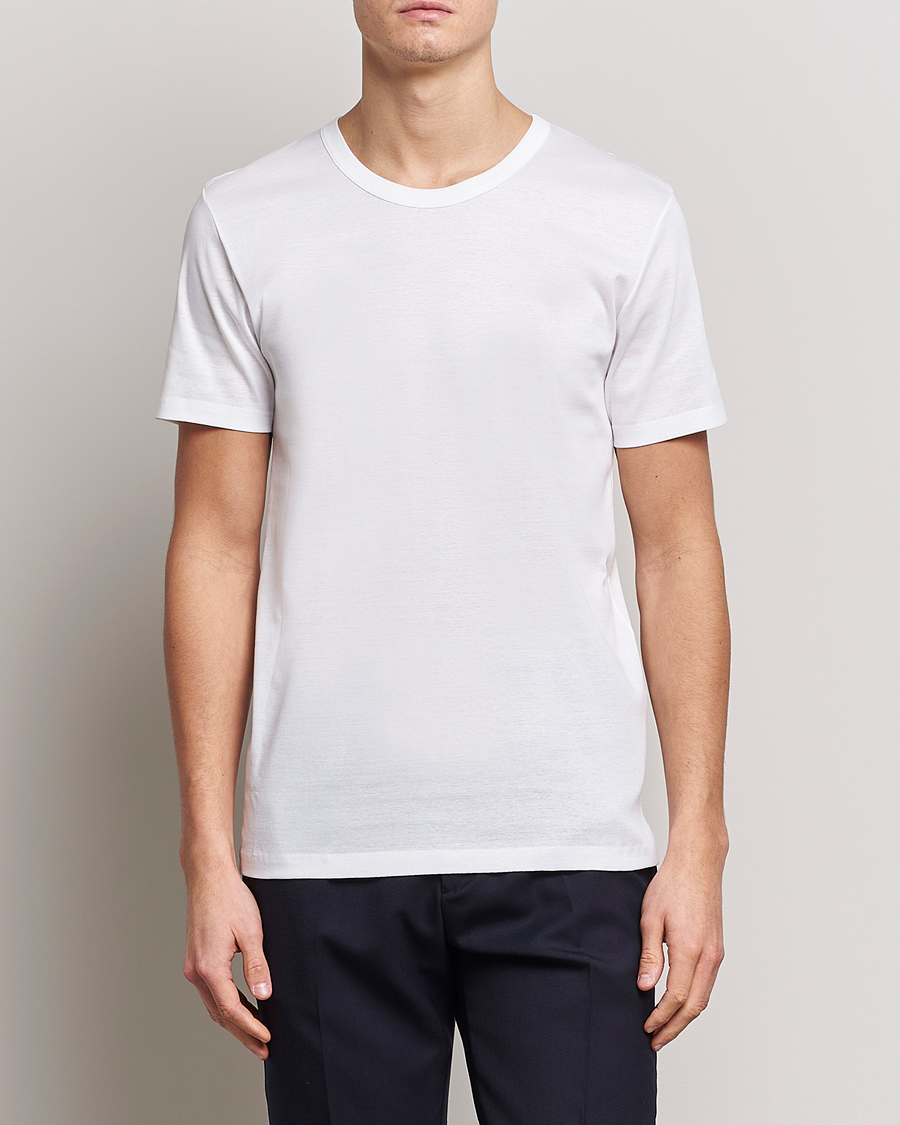 Heren | T-shirts met korte mouwen | Zimmerli of Switzerland | Mercerized Cotton Crew Neck T-Shirt White