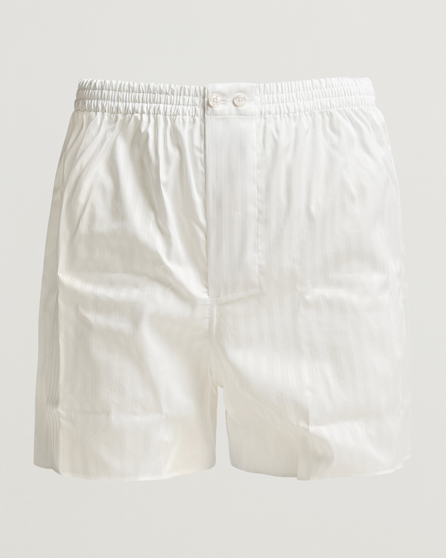 Heren | Zimmerli of Switzerland | Zimmerli of Switzerland | Mercerized Cotton Boxer Shorts White Stripes