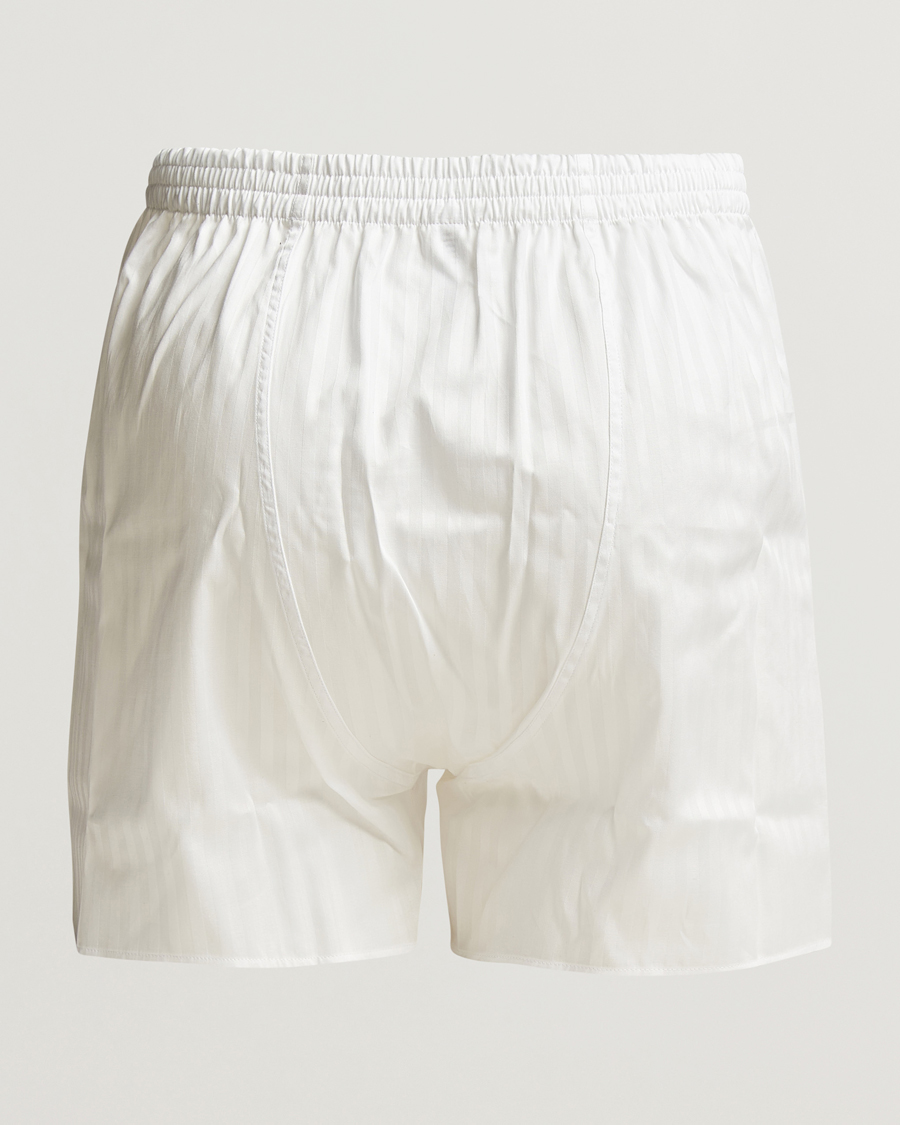 Heren | Ondergoed | Zimmerli of Switzerland | Mercerized Cotton Boxer Shorts White Stripes