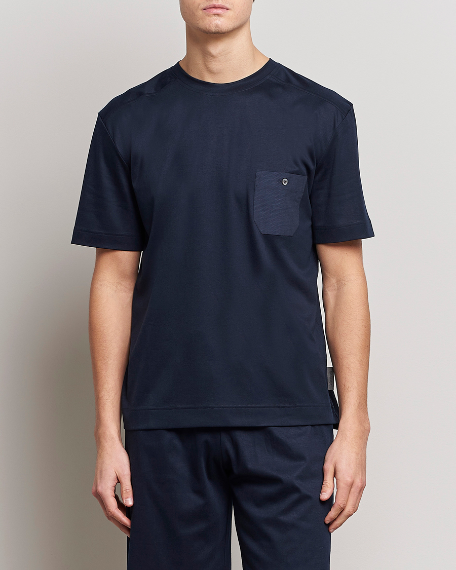 Heren | Zimmerli of Switzerland | Zimmerli of Switzerland | Cotton/Modal Crew Neck Loungwear T-Shirt Midnight