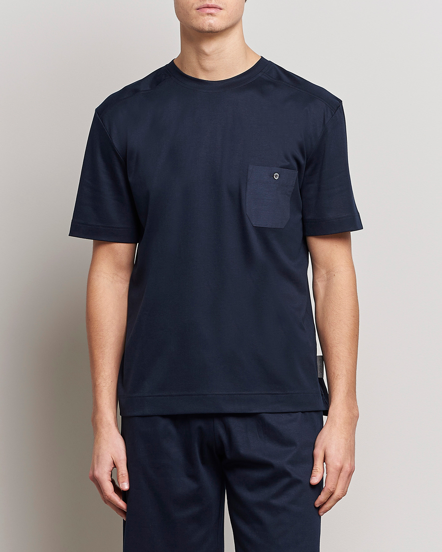 Heren |  | Zimmerli of Switzerland | Cotton/Modal Crew Neck Loungwear T-Shirt Midnight