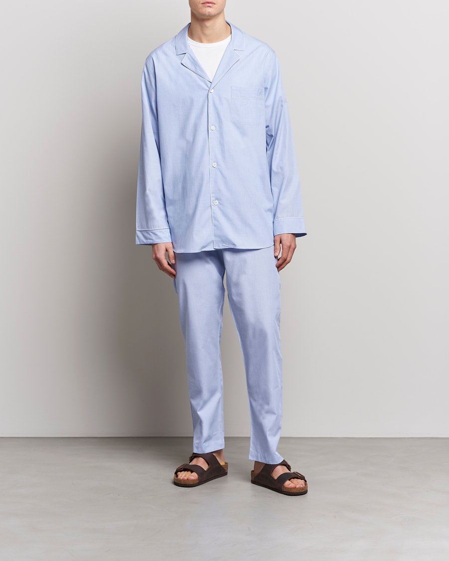 Heren | Pyjama's en gewaden | Zimmerli of Switzerland | Mercerized Cotton Pyjamas Light Blue