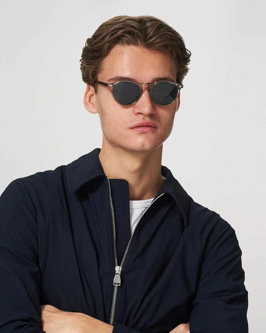 Heren | Ronde frame zonnebrillen | Tom Ford | Aurele Sunglasses Shiny Beige/Blue