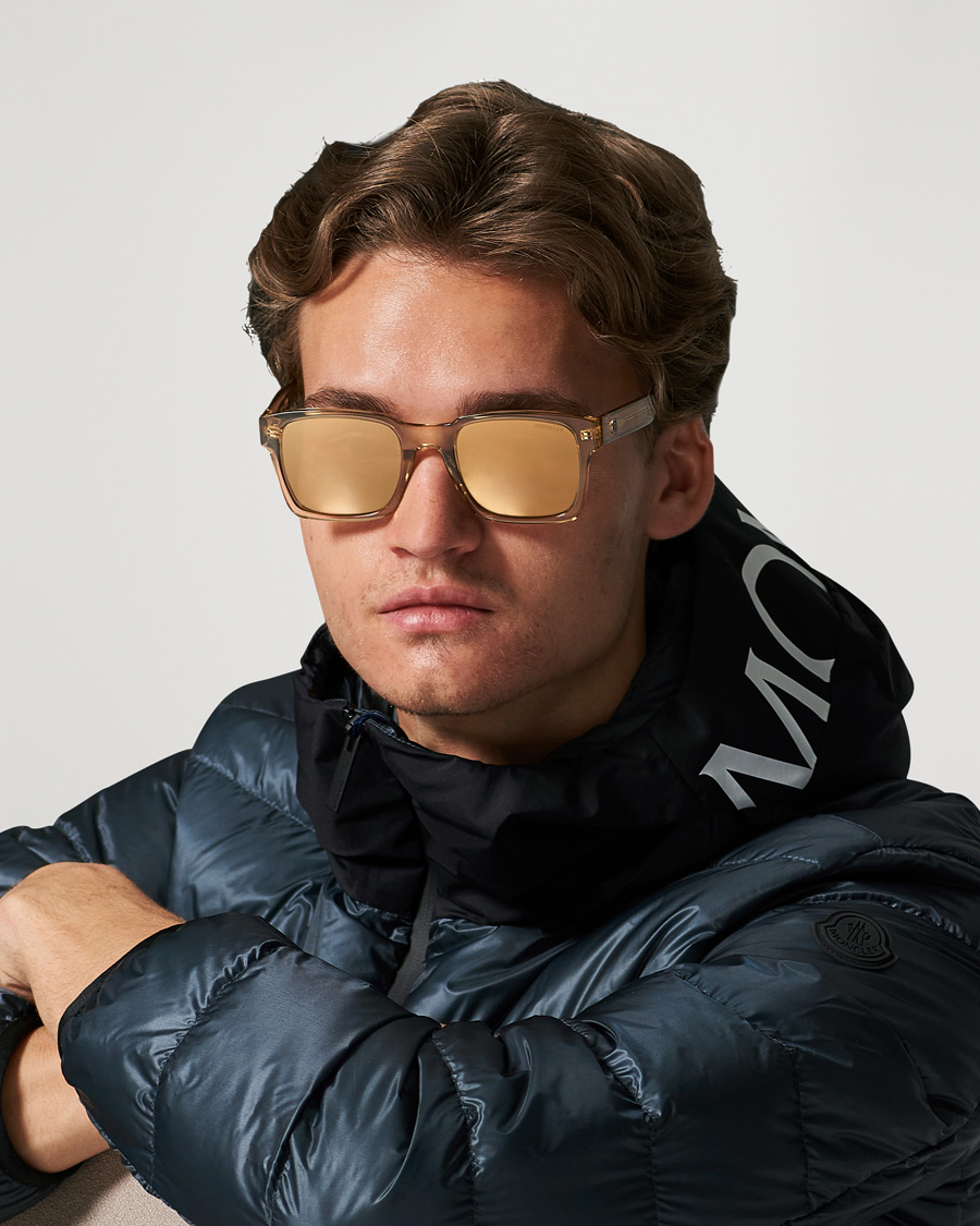 Heren | Moncler Lunettes Arcsecond Sunglasses Shiny Beige/Brown | Moncler Lunettes | Arcsecond Sunglasses Shiny Beige/Brown