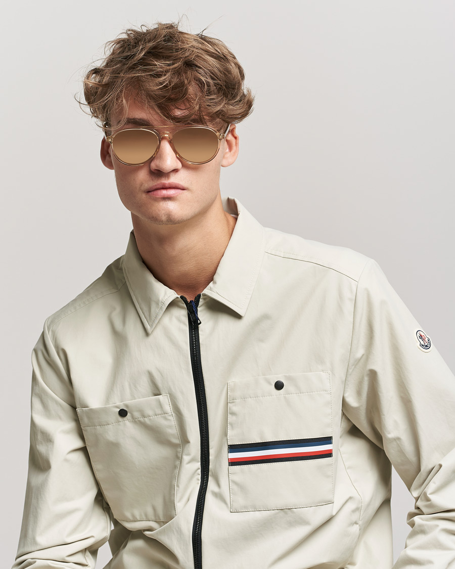 Heren | Moncler Lunettes ML0228 Sunglasses Shiny Beige/Roviex | Moncler Lunettes | ML0228 Sunglasses Shiny Beige/Roviex