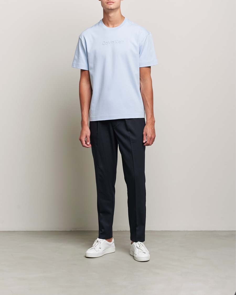 Heren | T-shirts | Calvin Klein | Debossed Logo Crew Neck Tee Bayshore Blue