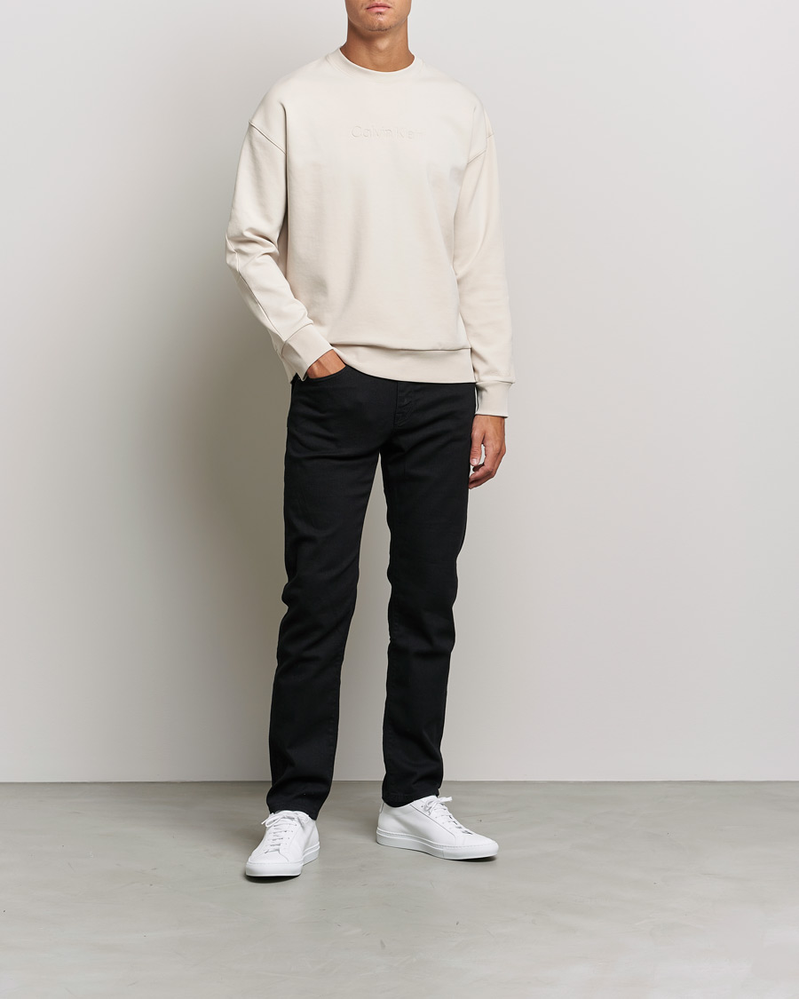 Heren | Truien | Calvin Klein | Debossed Logo Crew Neck Sweatshirt Stony Beige