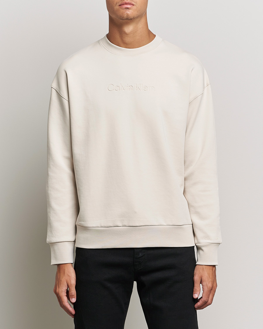 Heren | Truien | Calvin Klein | Debossed Logo Crew Neck Sweatshirt Stony Beige