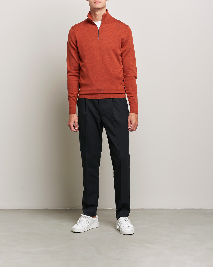 Heren | Truien | Calvin Klein | Superior Wool Knitted Half Zip Gingerbread Brown