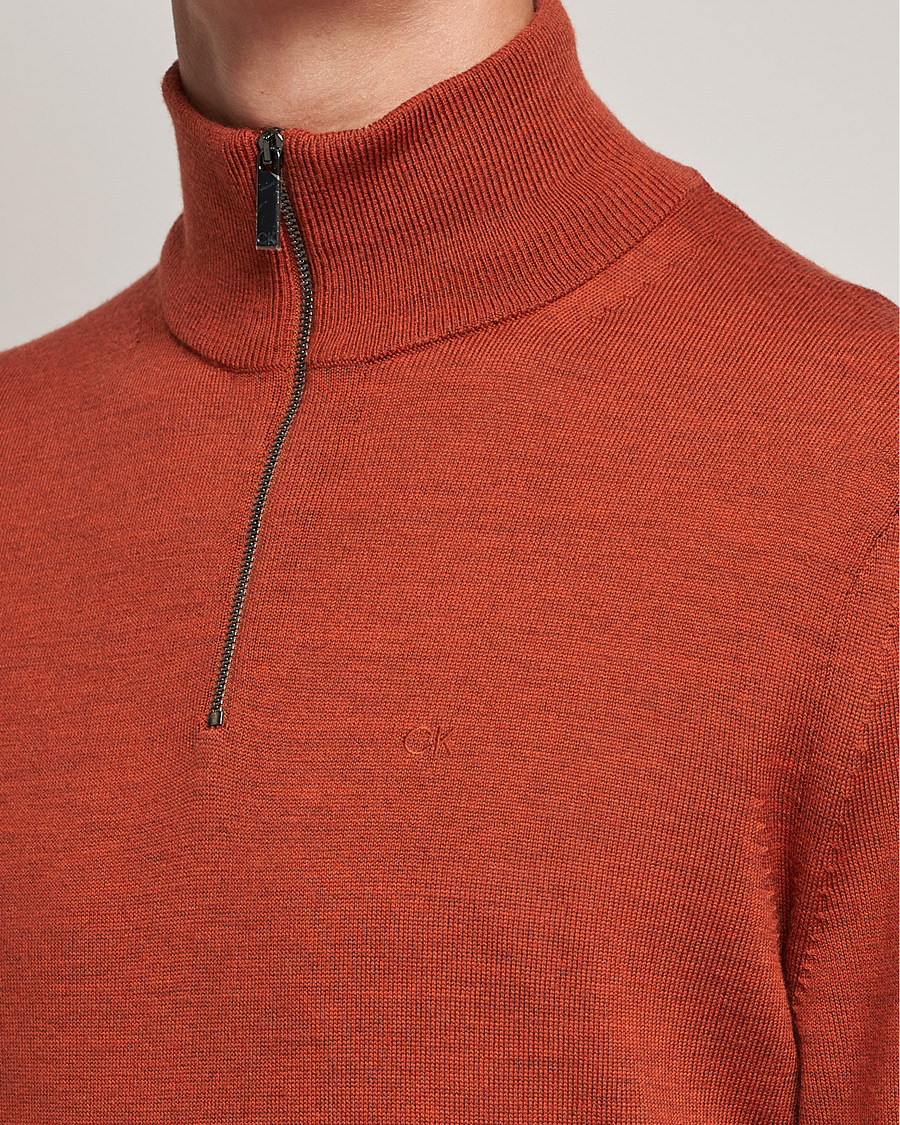 Heren | Truien | Calvin Klein | Superior Wool Knitted Half Zip Gingerbread Brown