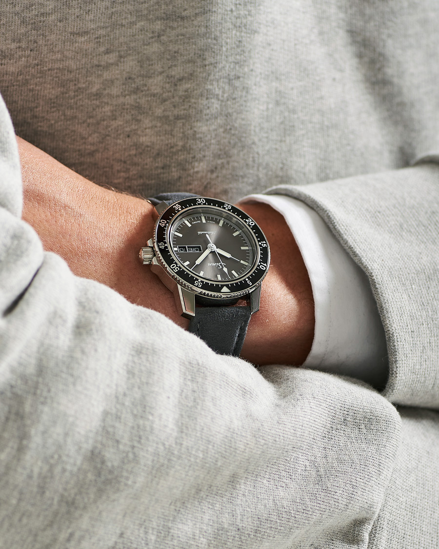 Heren | Lederen band | Sinn | 104 I A Pilot Watch 41mm Alcantara Strap Grey