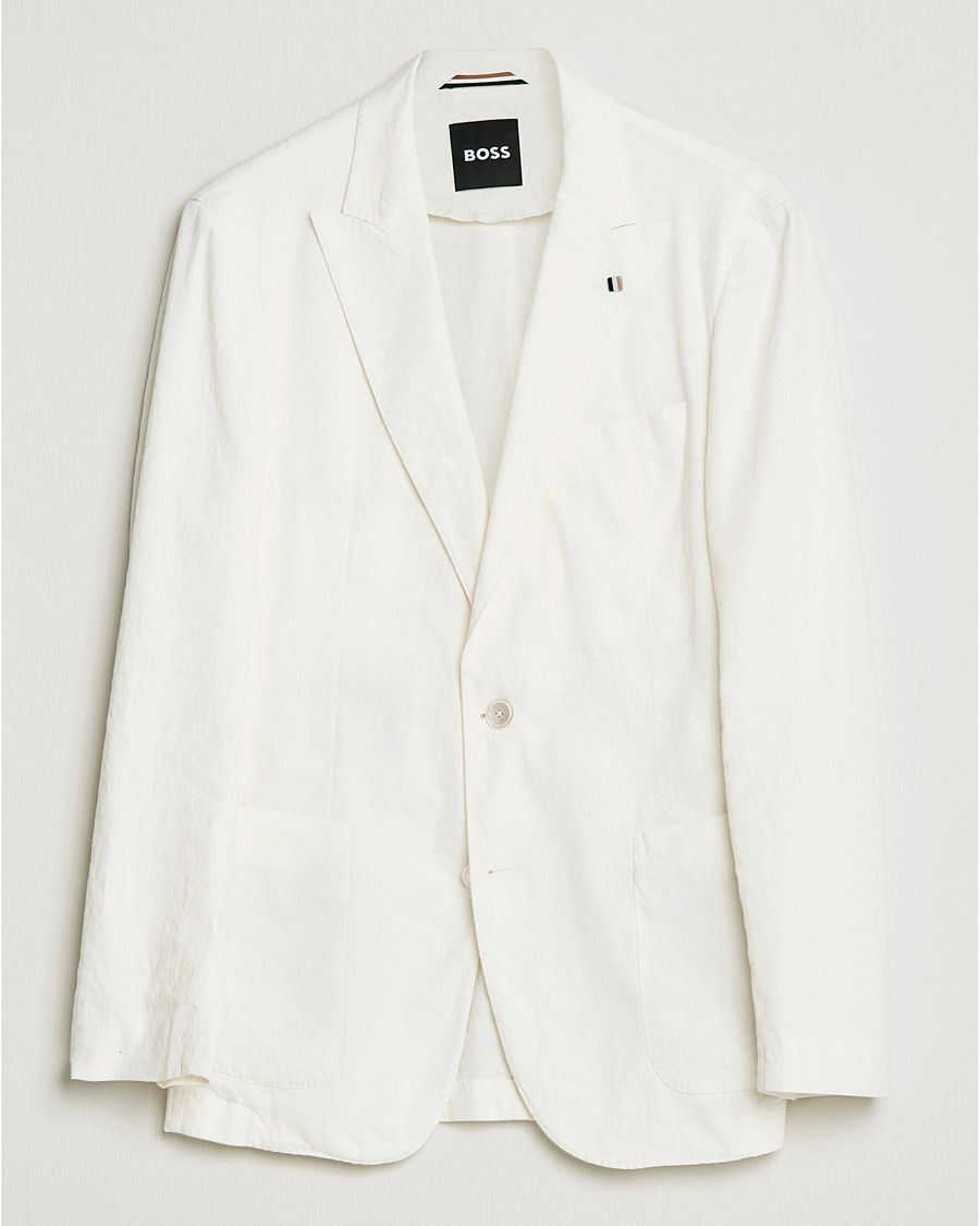 Heren | Blazers | BOSS BLACK | BOSS Hanry Linen Peak Lapel Blazer White