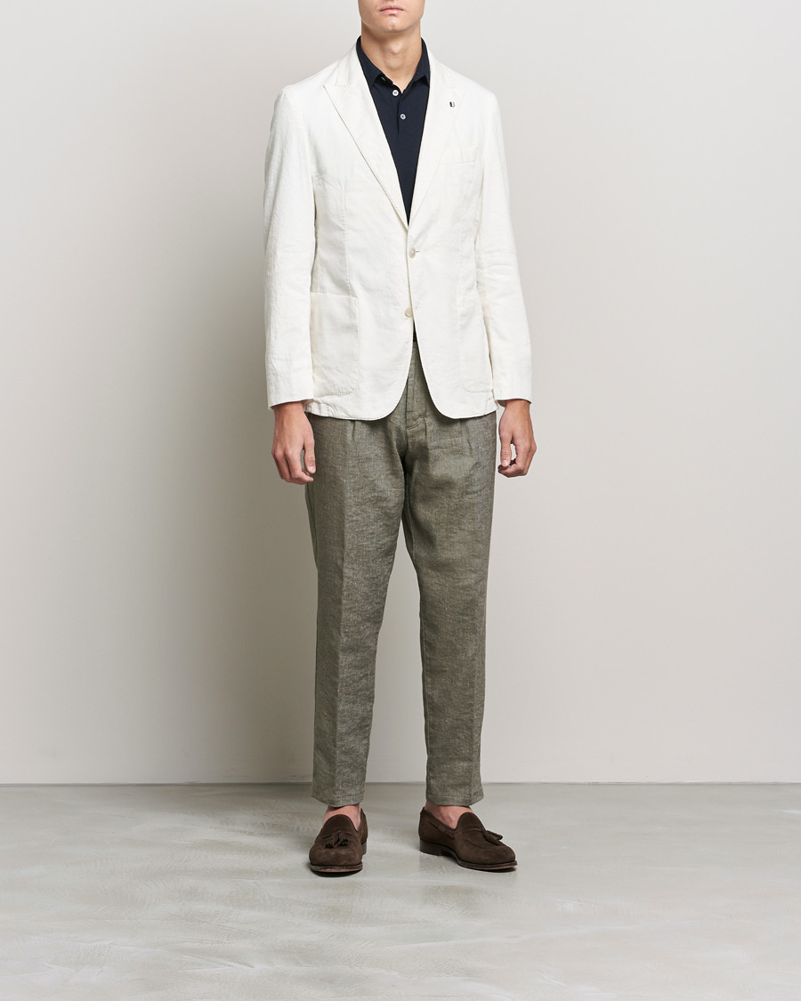 Heren | Blazers | BOSS BLACK | BOSS Hanry Linen Peak Lapel Blazer White