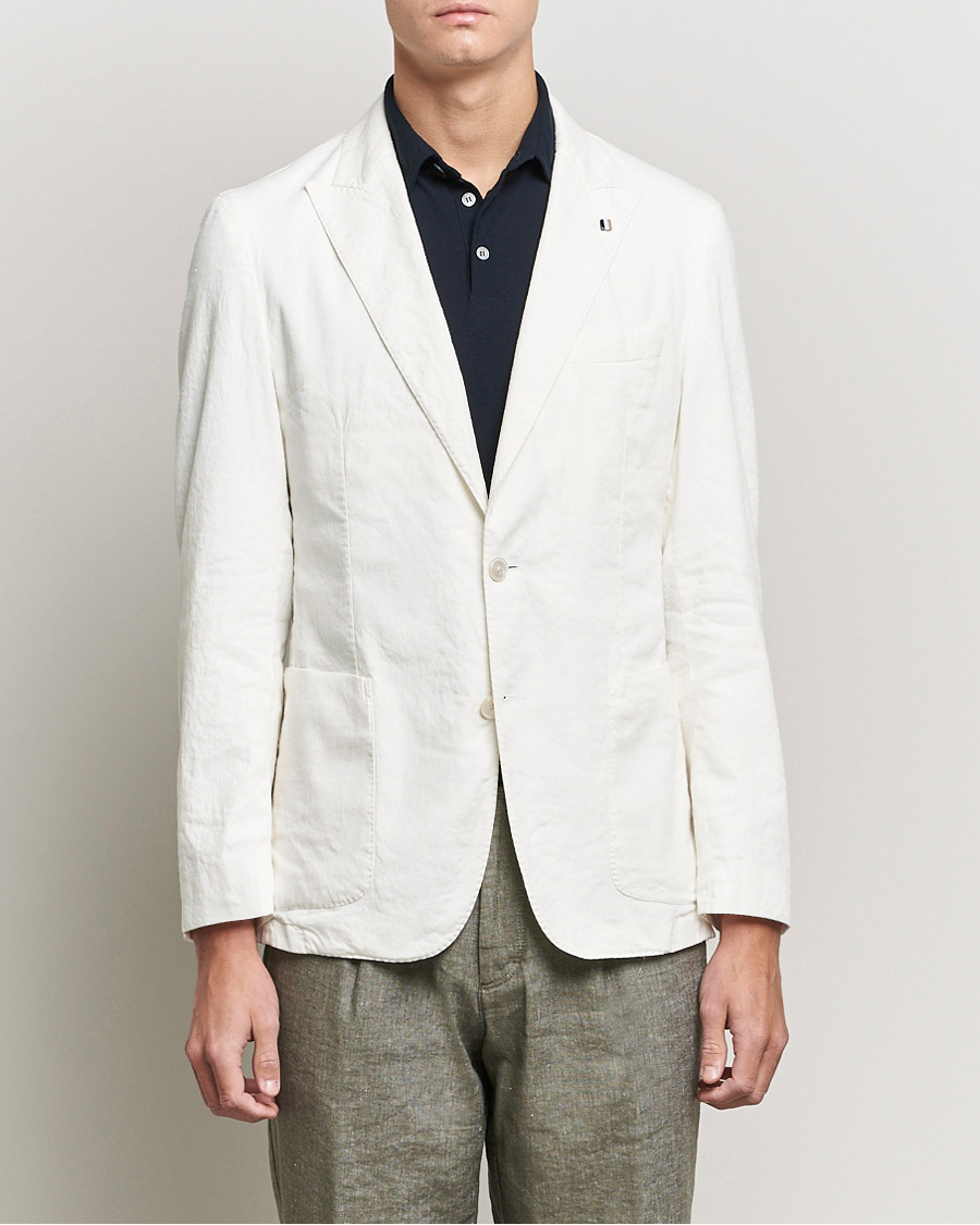 Heren | Blazers | BOSS BLACK | BOSS Hanry Linen Peak Lapel Blazer White