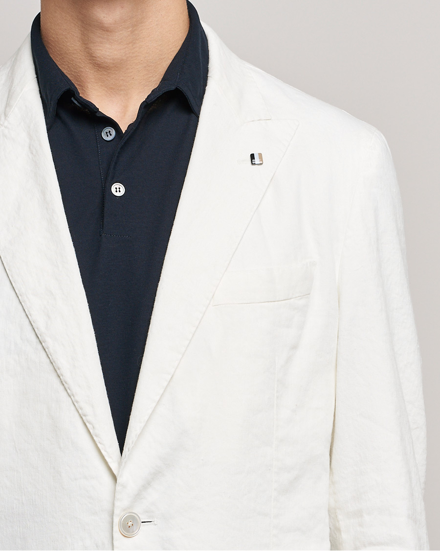 Heren | Blazers | BOSS BLACK | BOSS Hanry Linen Peak Lapel Blazer White