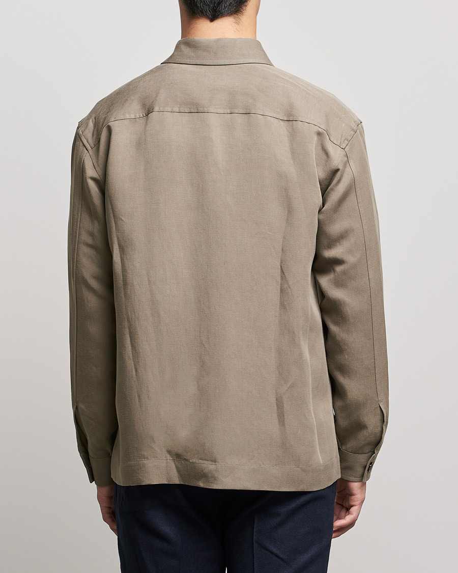 Heren | Overhemden | BOSS BLACK | Cole Linen/Lyocell Overshirt Open Green