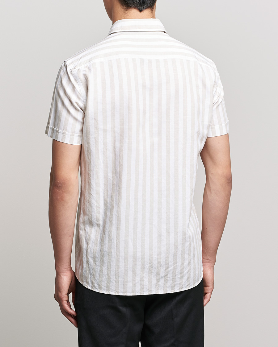 Heren | Overhemden | BOSS BLACK | BOSS Hal Block Stripe Short Sleeve Shirt Beige/White