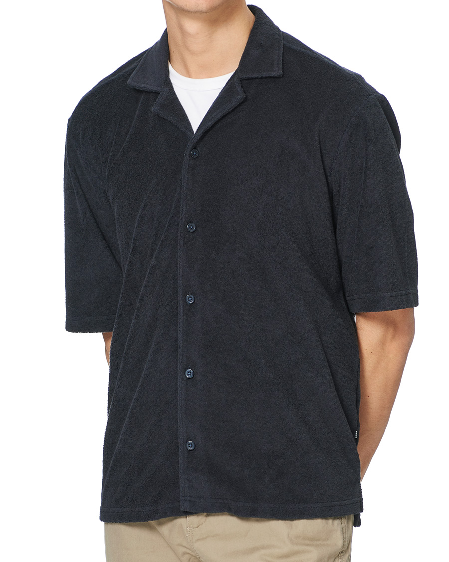 Heren | Overhemden | BOSS BLACK | BOSS Lars Terry Short Sleeve Shirt Dark Blue