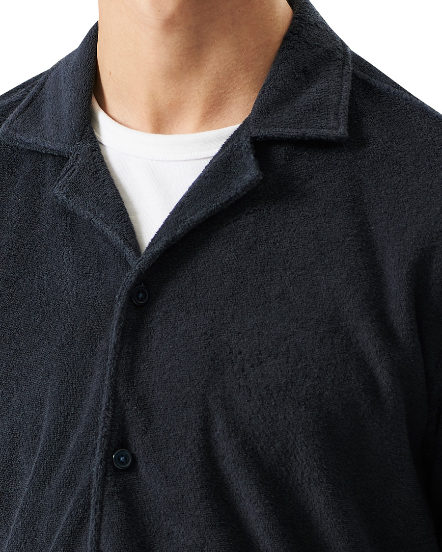Heren | Overhemden | BOSS BLACK | BOSS Lars Terry Short Sleeve Shirt Dark Blue