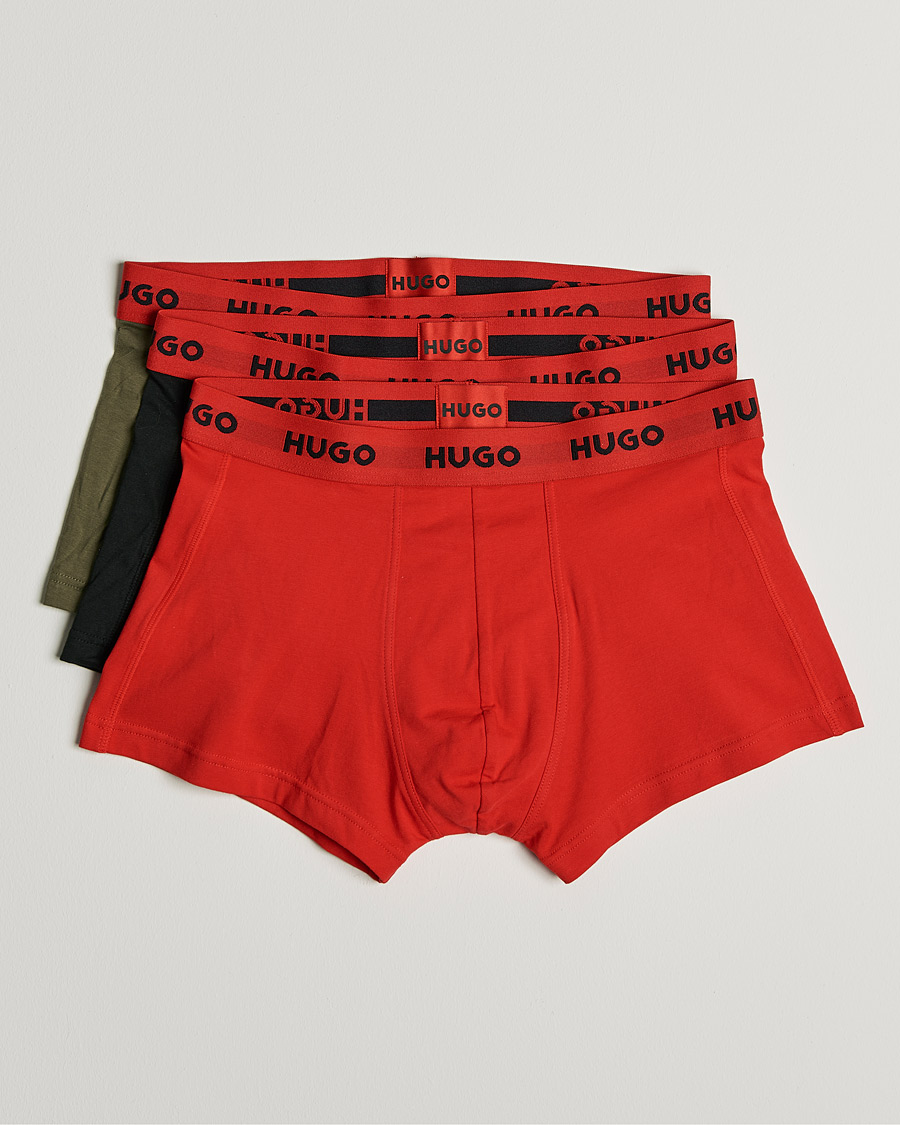 Heren | Ondergoed | HUGO | 3-Pack Trunks Black/Green/Red