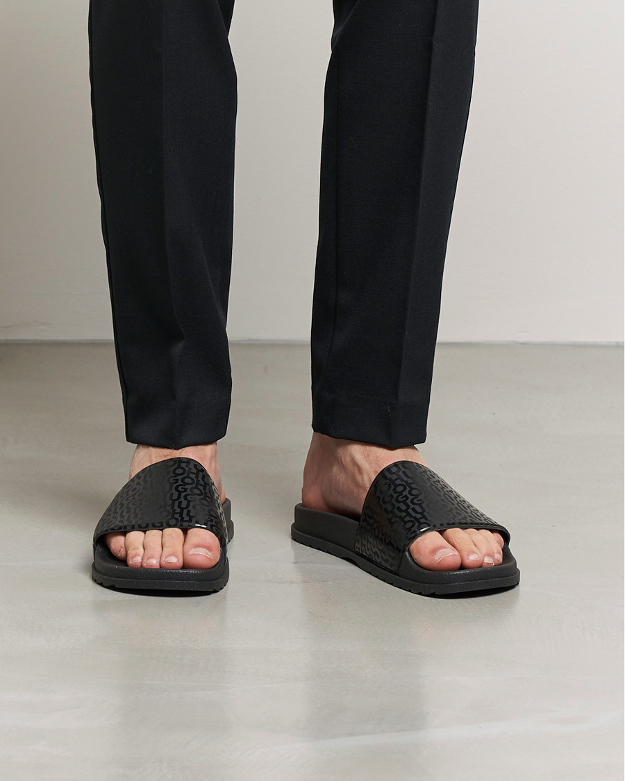 Heren | HUGO Match Logo Slides Black | HUGO | Match Logo Slides Black