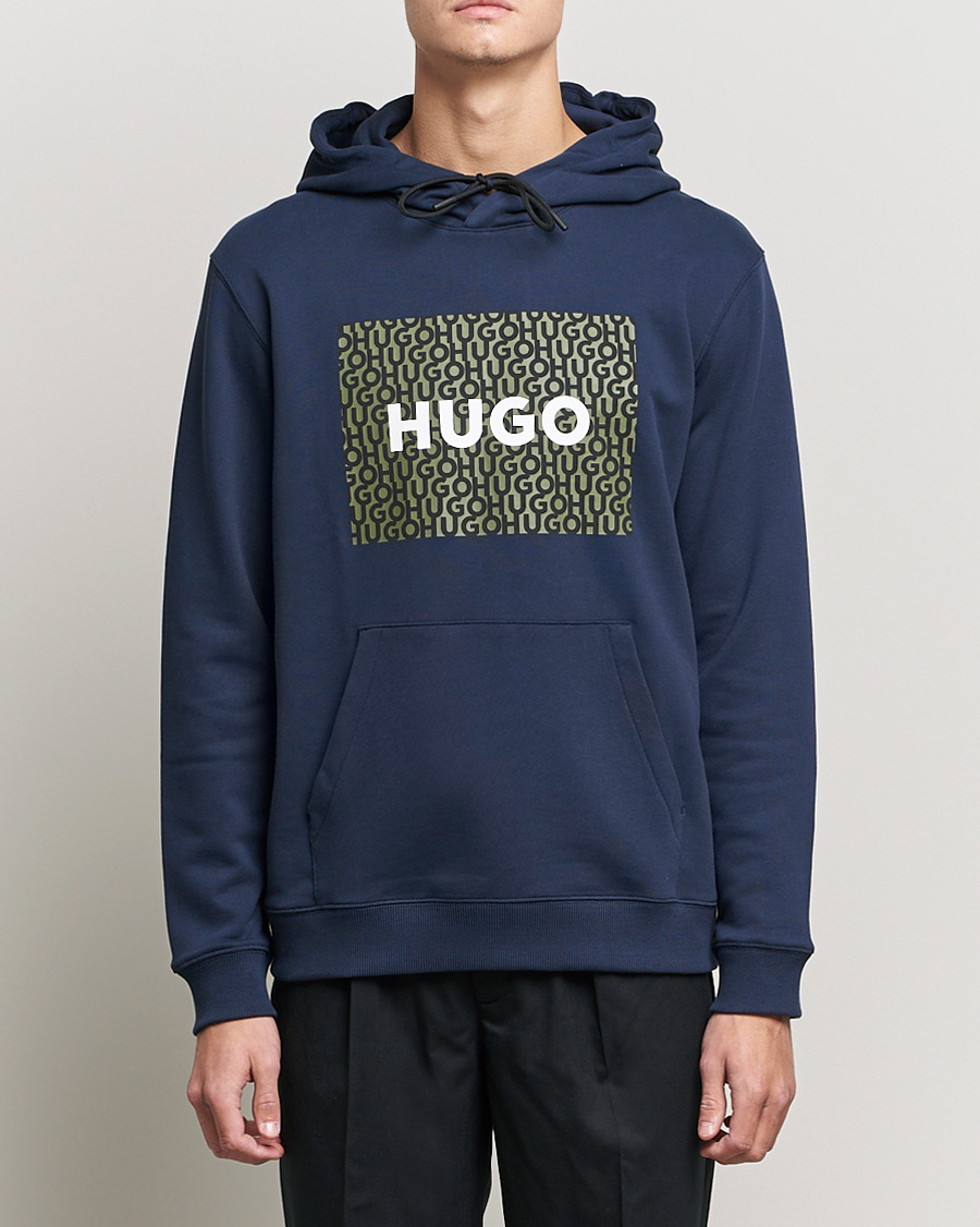 Heren | Truien | HUGO | Dreeman Monogram Logo Hoodie Dark Blue