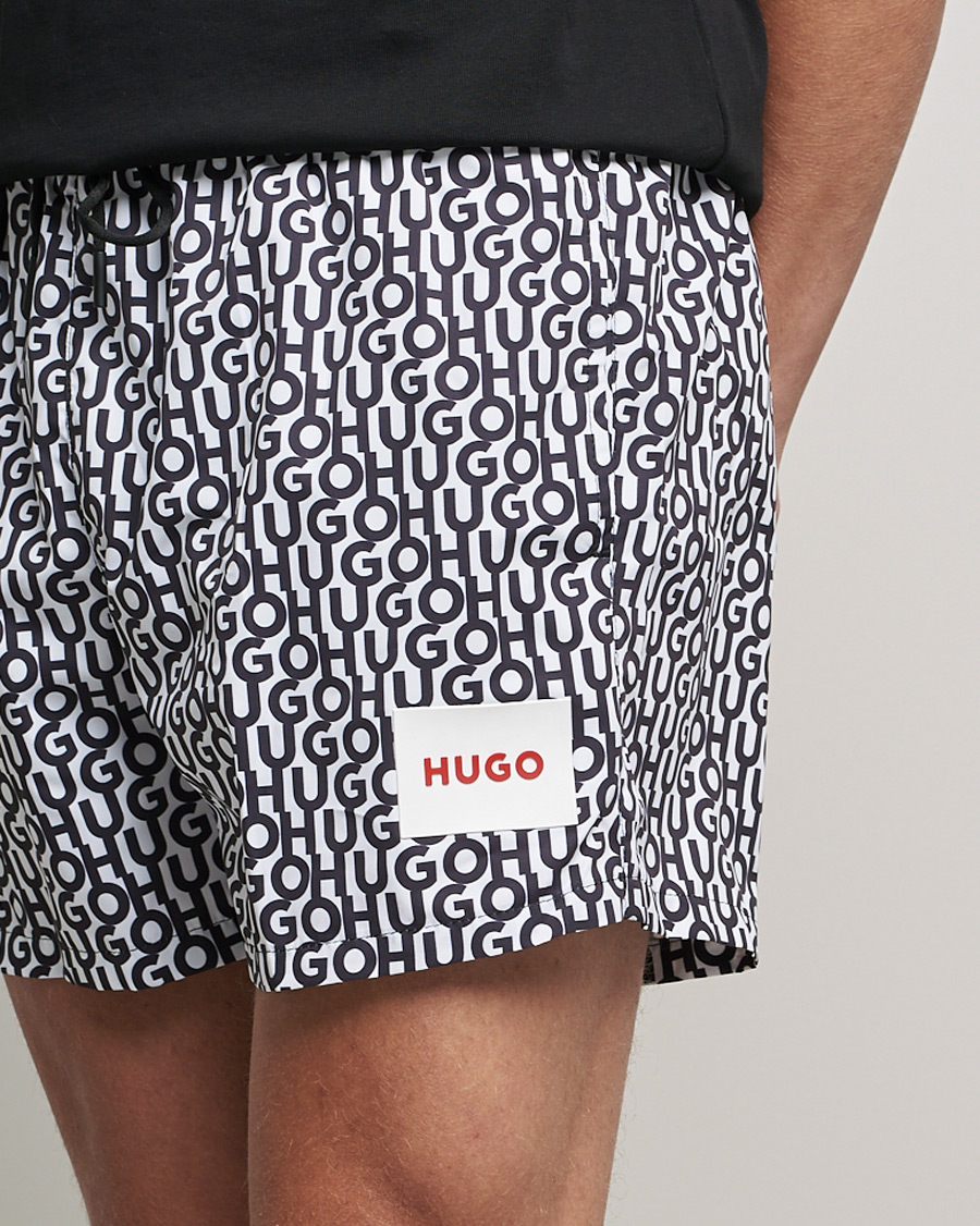 Heren | Zwembroek | HUGO | Jago Monogram Logo Swimshorts White