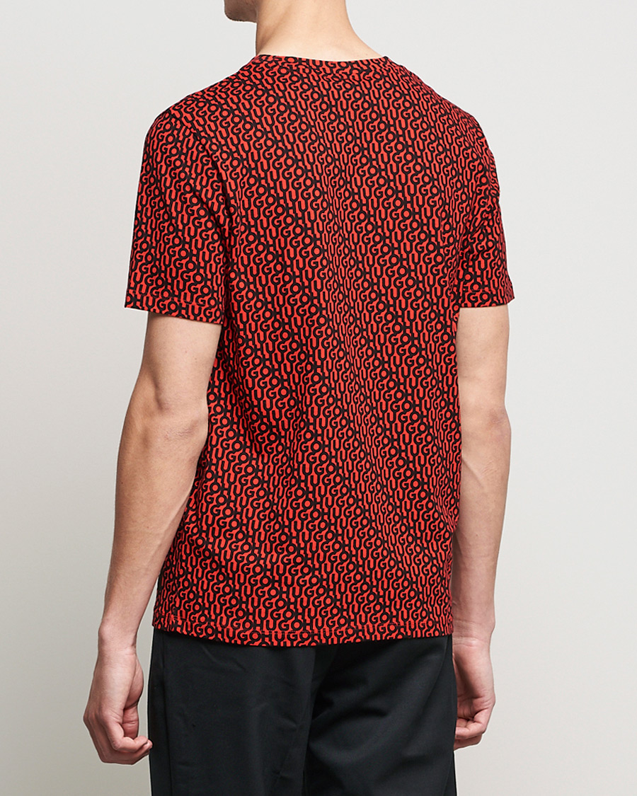 Heren | T-shirts | HUGO | Dorton Monogram Print Crew Neck Tee Red