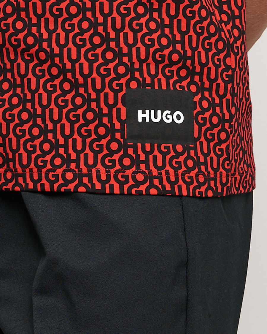Heren | T-shirts | HUGO | Dorton Monogram Print Crew Neck Tee Red